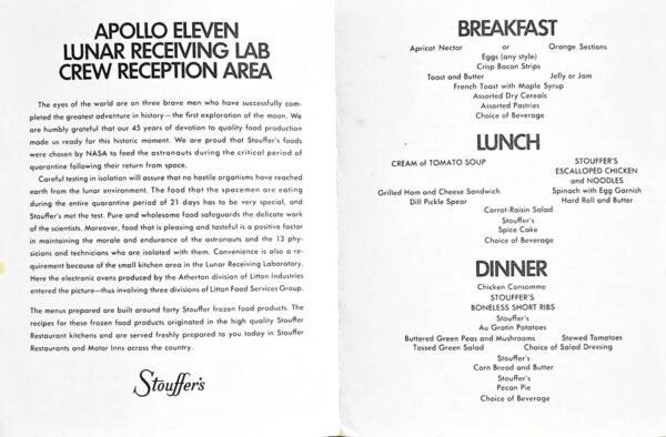 Menu Apollo 11