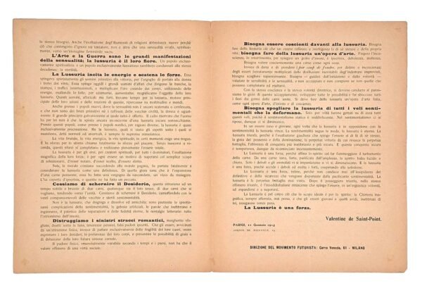 MAnifesto Futurista Lussuria Saint-Point