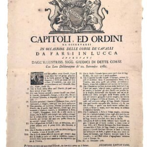 Bando Lucca Toscana Corse Cavalli 1781