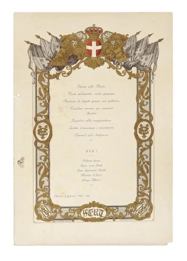 Menu Nozze Umberto e Maria José
