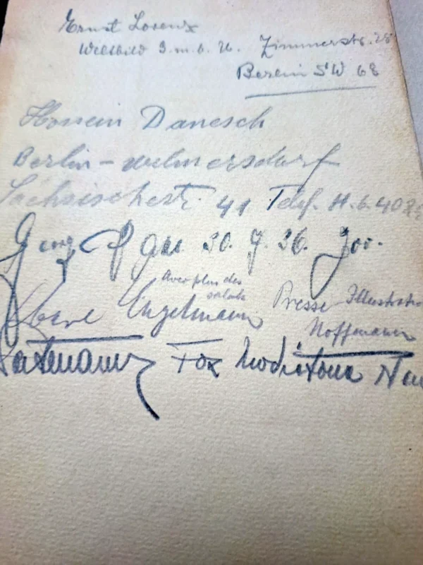 Menu Goebbels Berlino 1936