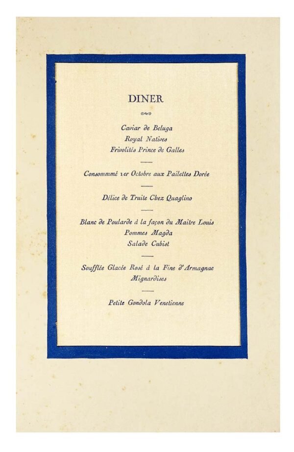 Scandalo Mountbatten: il Menu da Collezione di Quaglino, 1929
